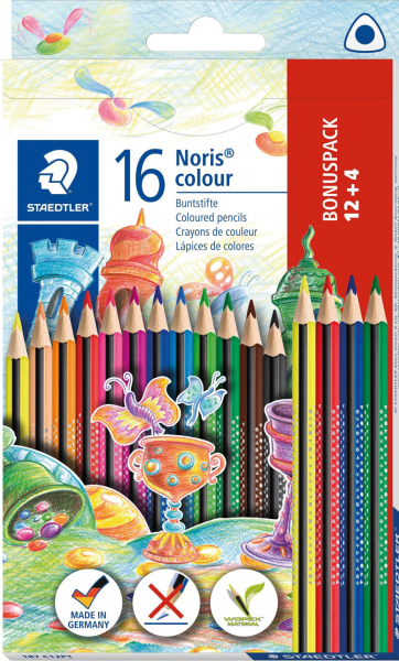 Staedtler Noris Dreikant Buntstift 12 + 4 Stück, 1 VE = 1 Stück