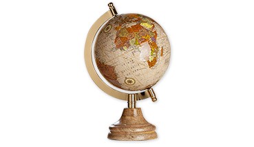 Gilde Metall-Globus auf Holz,15x15x28 cm, 1 VE = 1 Stück