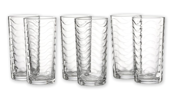 Wave Longdrinkgläser, Klassischer Becher mit eingeprägtem Wellenmuster. Glas, klar, , 1 VE = 4 Sets