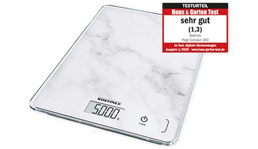 SOEHNLE Page Compact 300 Marble, ultraleichte digitale Küchenwaage, marmoriert, 5 kg, 1 VE = 1 Stück