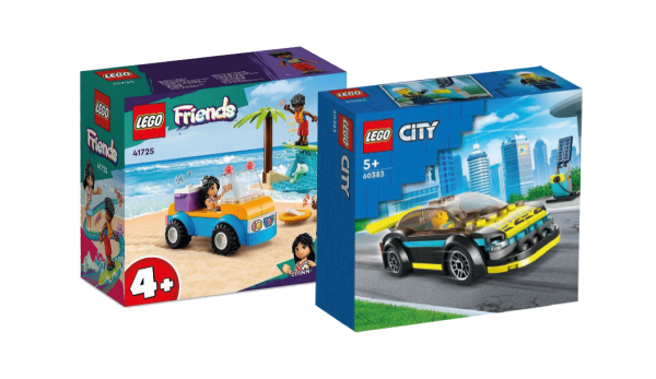 LEGO® City 60383 Elektro-Sportwagen + LEGO® Friends 41725 Strandbuggy-Spaß, 1 VE = 8 Stück